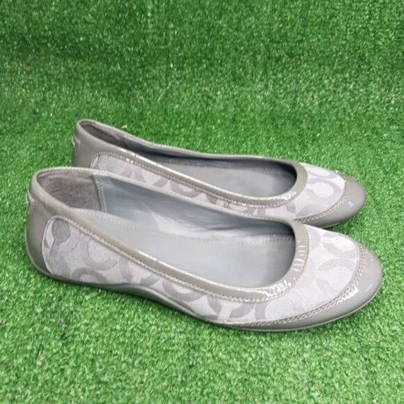 Coach True Logo Signature Loafer Flat Slip-On Canvas Leather Grey US 6.5 B - Picture 1 of 8